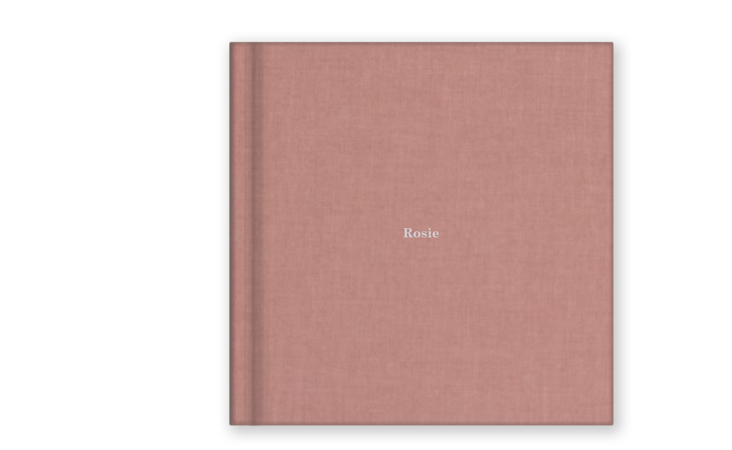 a photo album is displayed that is a light pink with the name "rosie"